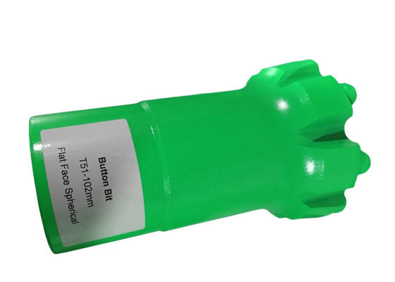سر حفاری صخره سخت T51-102mm صورت مسطح رشته کروی Rock Drill Button Bit برای معدن