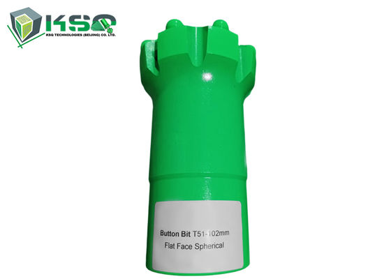 سر حفاری صخره سخت T51-102mm صورت مسطح رشته کروی Rock Drill Button Bit برای معدن